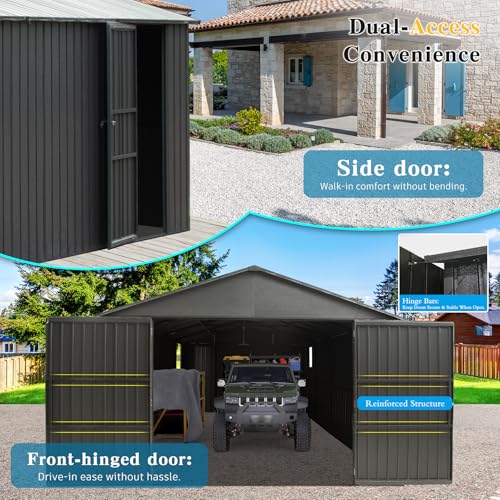 Domi 12x15FT Outdoor Metal Garage Shed (12'X15')