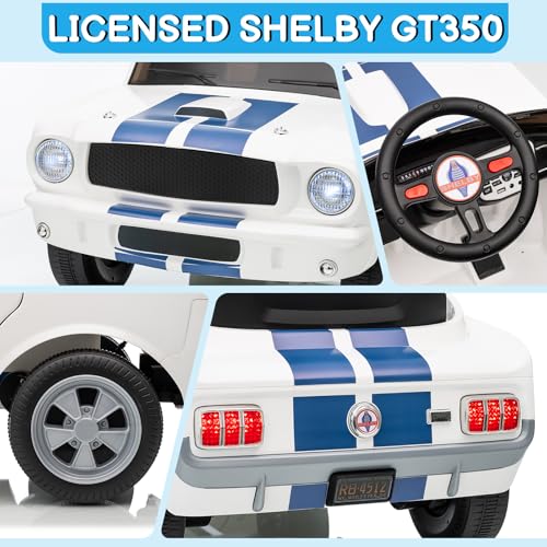 12V Licensed Shelby Electric Car for Kids (White)