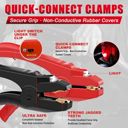 6 Gauge 16 Feet Jumper Cables with LED Light (6 Gauge 16 feet (LED))