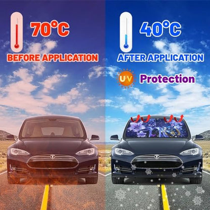 Butterfly Car Windshield Sun Shade Umbrella Automotive Windshield Sunshade Foldable Front Car Accessories Interior Decor to Keep Vehicle Cool for Most Vehicles 57'' X 30'' (57'' X 30'' / style-AB6)
