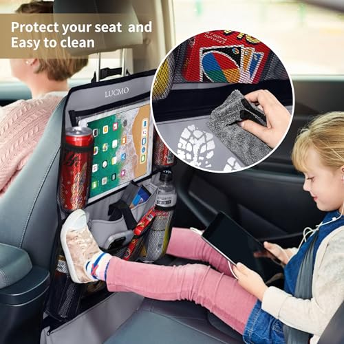 Car Backseat Organizer with Touch Screen Tablet Holder (Grey-1 / 2 Pack)