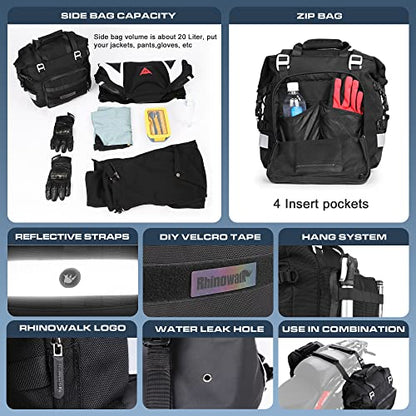 Waterproof Motorcycle Saddlebags Luggage Bags 20L Quick Release for Adventure & Sport Bikes (Black / 20L)