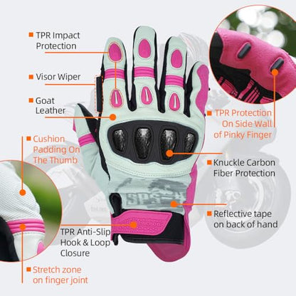SPS 4 Winter Unisex Touchscreen Road Racing Motorcycle MTB Sports Gloves Also fit BMX MX ATV Mountain Bike Bicycle Cycling Off (Pink Sps-4 / L Youth)