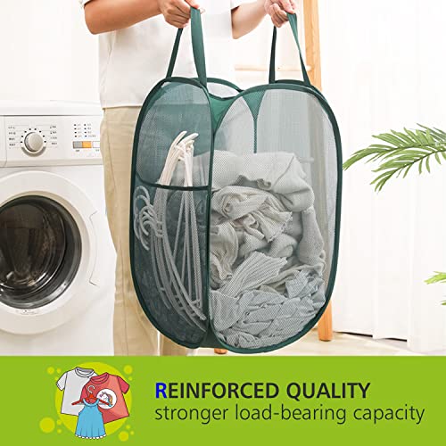 Sturdy Mesh Laundry Hamper Basket Bag (Grey / Pop Vertical)