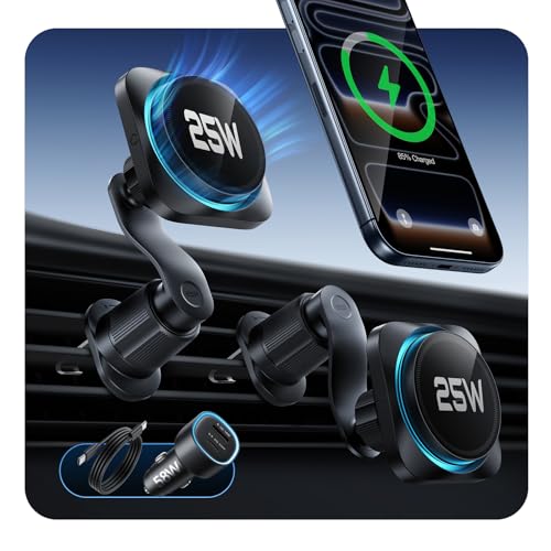 OmniLock Qi2.2 25W Certified MagSafe Car Mount Charger with Cryoboost