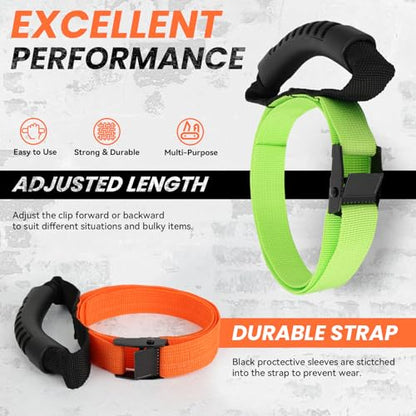 Heavy Duty Storage Straps with Handle and Easy Adjustable Steel Black Lock Slider Buckles (3 Pack)