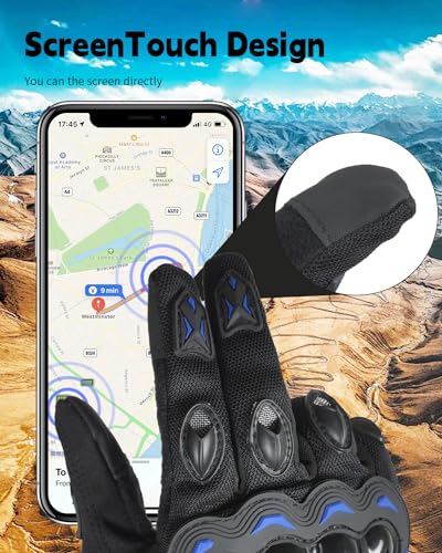 Motorcycle Gloves for Men (Blue / Medium)