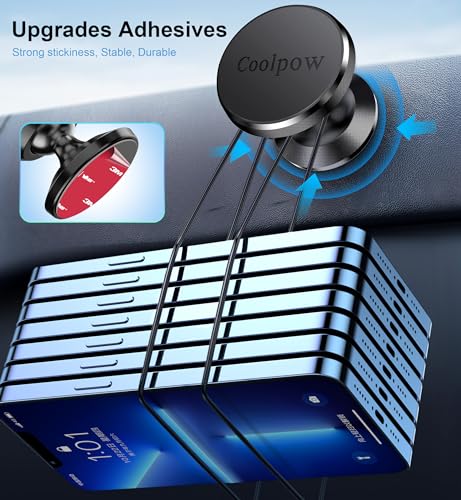 2 Pack】Magnetic Phone Holder for Car Dash Strong Magnetic Car Phone Mount (Black)