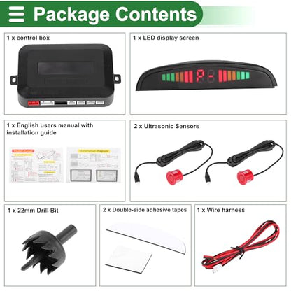 Universal Car Auto Vehicle Reverse Backup Radar System Reverse Parking Sensors Alarm Buzzer Reminder Distance Detection Red 2 Pcs Parking Sensors (Red)