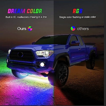 6PCS Dream Color LED Underglow Lights with APP & Remote Control (6Pcs RGB-IC Underglow Light)