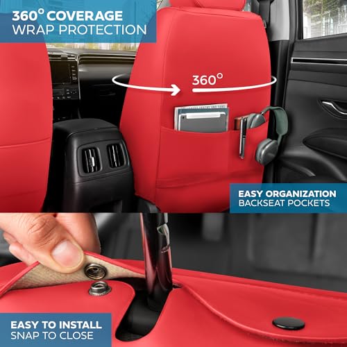 Curated Cabernet Napa Leather Seat Covers for Cars & SUVs (Red (Cabernet) – Set / Full Set)