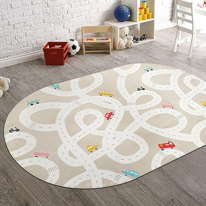 Large Kids Rug for Playroom (Tan / 4'x6')