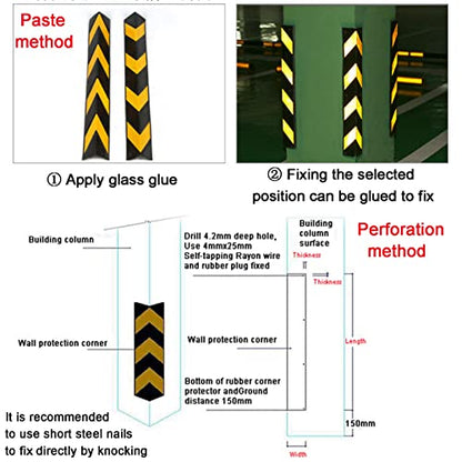 Reflective Rubber Wall Corner Guard (12pcs / Black+yellow)
