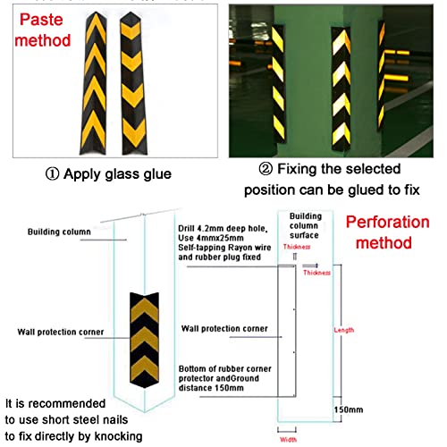 Reflective Rubber Wall Corner Guard (20pcs / Black+yellow)