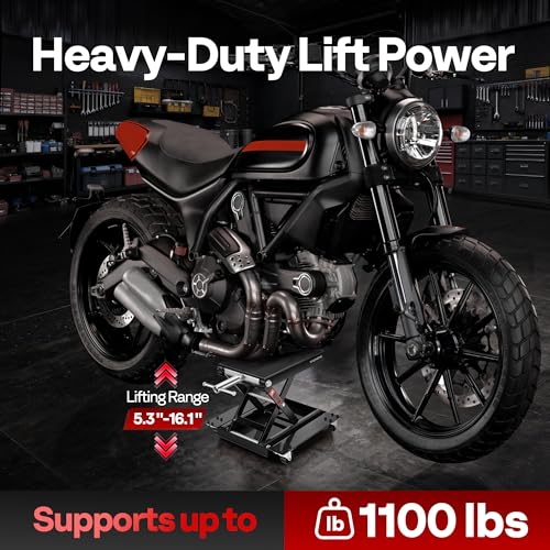 1100 Lbs Motorcycle Lift Jack with Dolly Wheels (Black)