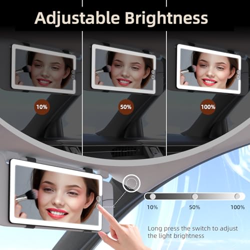 Sun Visor Vanity Mirror (Black / (1pcs-Solar Powered))