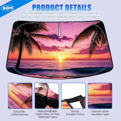 Sunset Beach Style Windshield Sun Shade Fit for 2015 (for 2015-2024 Ford Mustang-Sunset Beach)