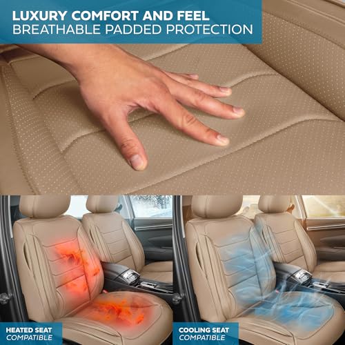 Curated Elite Leather Seat Covers for Cars & SUVs (Black/Beige (Elite) / Front Seats)