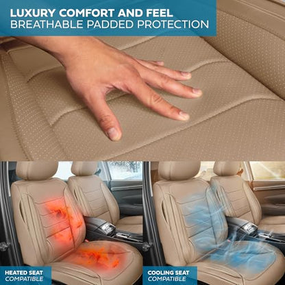 Curated Elite Leather Seat Covers for Cars & SUVs (Black/Beige (Elite) / Front Seats)