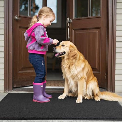 Sturdy Front Door Mat (2' x 6' (Rectangular) / Black-mess)