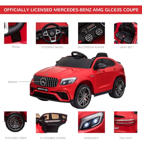 12V Toddler Ride On Car Mercedes Benz AMG GLC63S Coupe 2 Speed Red (Red)