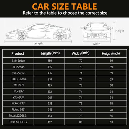 Car Cover Waterproof All Weather for 210" (Black / Sedan-XXL)