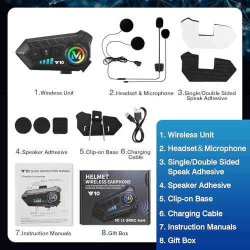 Motorcycle Helmet Speakers High Battery Life Helmet Headset (Black / Speakers)