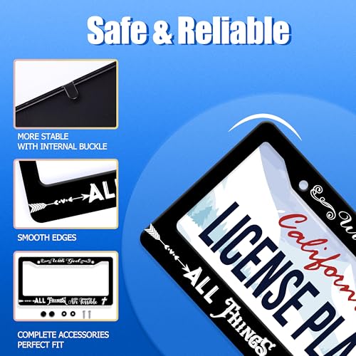 with God All Things are Possible License Plate Frame Stainless Steel Decora (with God All Things are Possible)