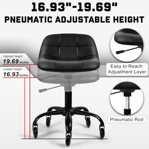 Rolling Shop Stool with Wheels (Black)