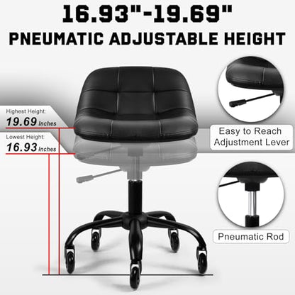 Rolling Shop Stool with Wheels (Black)