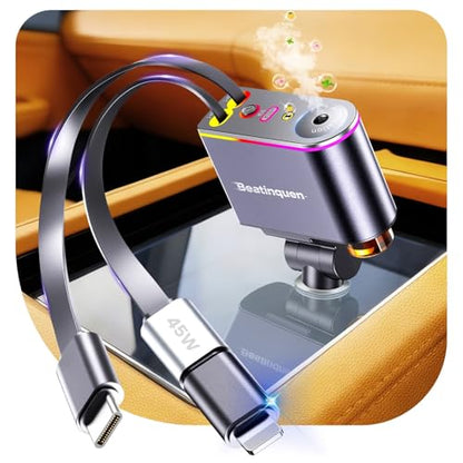 5 in 1 Retractable Car Charger USB C
