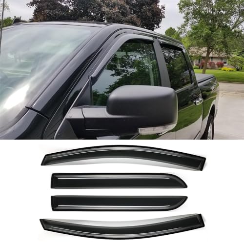 4pcs Window Visors for 2019 (RAM 1500 19-24 Crew Cab(Dark Smoke))