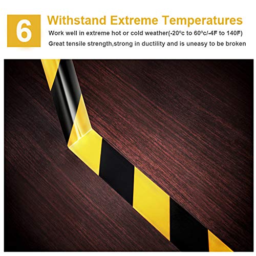 Waterproof Reflective Safety Tape Roll 2"X150' Yellow Black Striped Floor Marking Tape Hazard Caution Warning Tape Auto Truck Self (Yellow&Black)