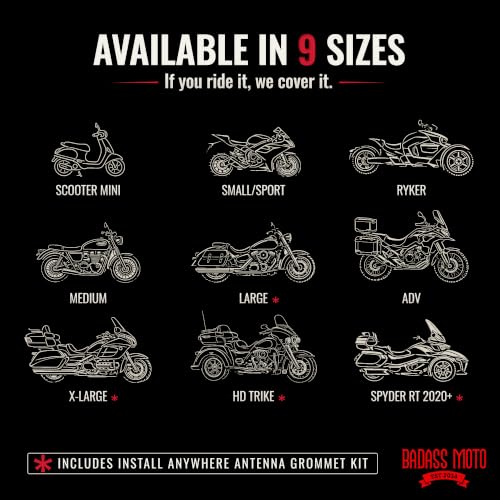 Waterproof Motorcycle Cover for Large Cruisers (Badass Black / [L] 97"L x 41"W x 57"H)