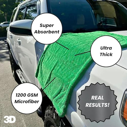 Hydro-FIL XL | Professional Grade Microfiber Towel | Extra Large 20” x 31.5” | Highly Absorbent | Premium Drying Cloth for Car Detailing | Green (Green)