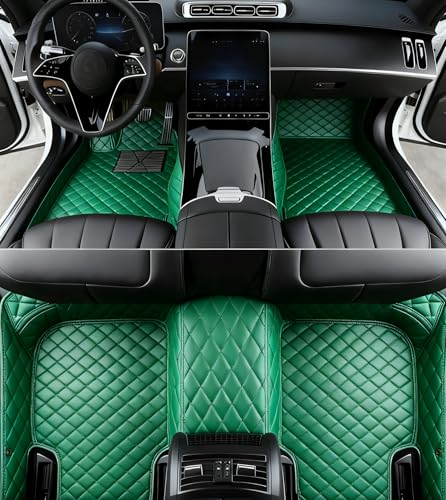 Custom All Weather Protection Leather Car Floor Mats for Cars Sedan SUV Sports Car Waterproof Floor Mat (green)