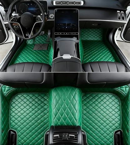 Custom All Weather Protection Leather Car Floor Mats for Cars Sedan SUV Sports Car Waterproof Floor Mat (green)