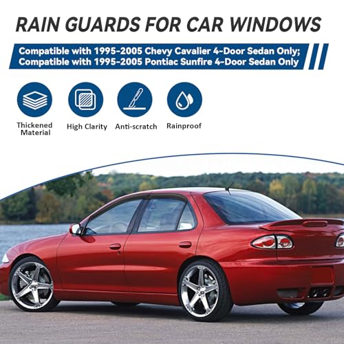 4pcs Window Visors Rain Guards for 1995 (1995-2005 Cavalier & Sunfire)