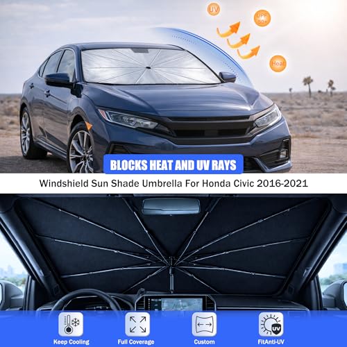 Car Windshield Sun Shade Umbrella for Honda Civic 2016 (For Honda Civic 2016-2021)