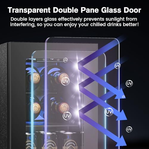 Wine Cooler Refrigerator with Glass Door (Black)