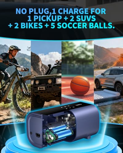 Dual Cylinder Tire Inflator Portable Air Compressor With 8.3 (Dual-cylinder-blue)