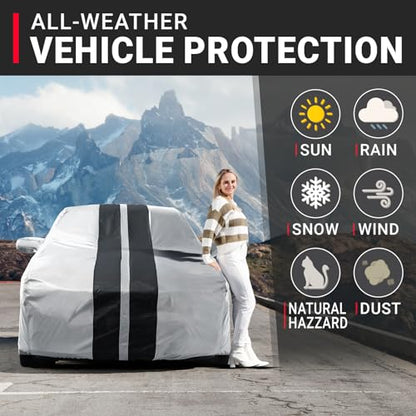 Car Cover Waterproof All Weather for 1990 (59. Lumina Coupe 1990-1994 / Gray / Black (Stripe))