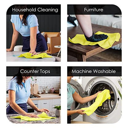 Microfiber Cleaning Cloths (Pack of 36 - 16x16 Inches / Yellow)