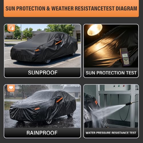 Sedan Car Cover Waterproof All Weather (PE-Black / 2 A2 Fit Sedan-Length (169" To 178"))