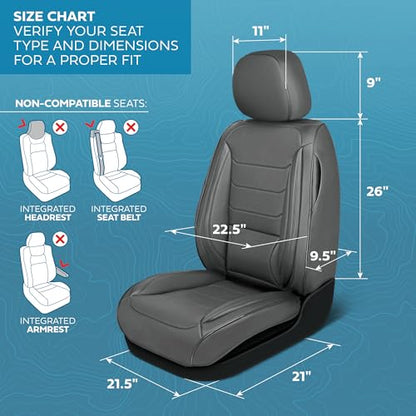 Elite Edition Faux Leather Seat Covers for Cars (Elite Fronts-Charcoal / Front Seats)