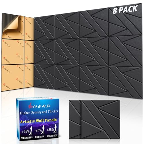 12in Acoustic Panels for Walls (8 Pack-12×12in / Black)
