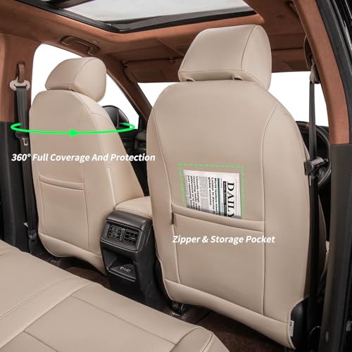 CRV Car Seat Covers Custom Fit for Honda 2017 (Leatherette(Beige) / 2017-2022 CRV LX,EX,SE,EX-L,Touring,Hybrid)