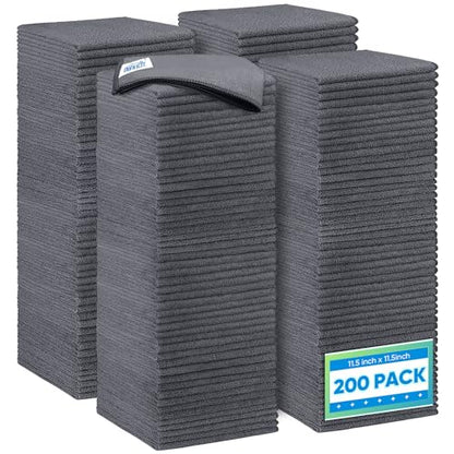 Grey Microfiber Cleaning Cloth 200 Pack (Grey / 11.5 x 11.5 Inch)