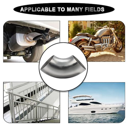 Cotonake OD 3.5 Inch 90 Degree SS304 Stainless Steel Bend Tube Exhaust Elbow Pipe for Car Modified Exhaust System 3.5" Piping Silver Tone (3.5")