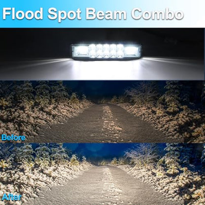 2Pcs 5.7 Inch 60W LED Light Bar Flood Spot Combo for Jeep Truck (White - 2 pieces 5.7 inches)